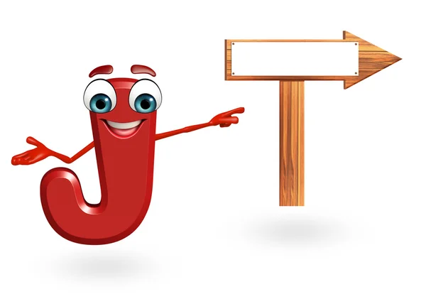 Cartoon Character of alphabet J with arrow — Stock Photo, Image