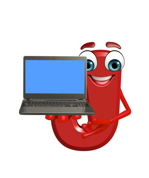 Cartoon Character of alphabet J with laptop — Stock Photo, Image