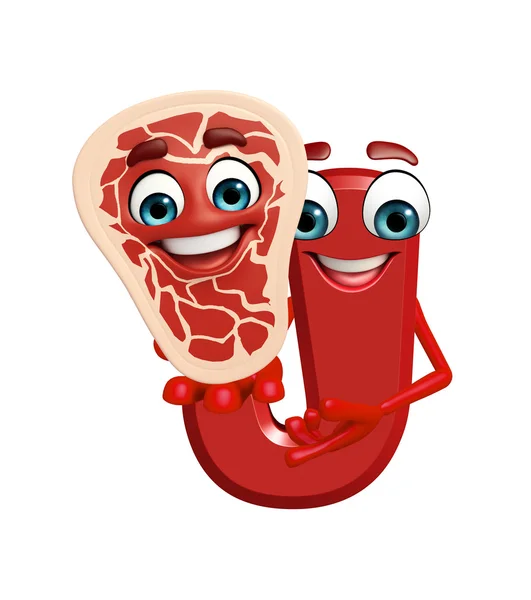 Cartoon Character of alphabet J with meat steak — Stock Photo, Image