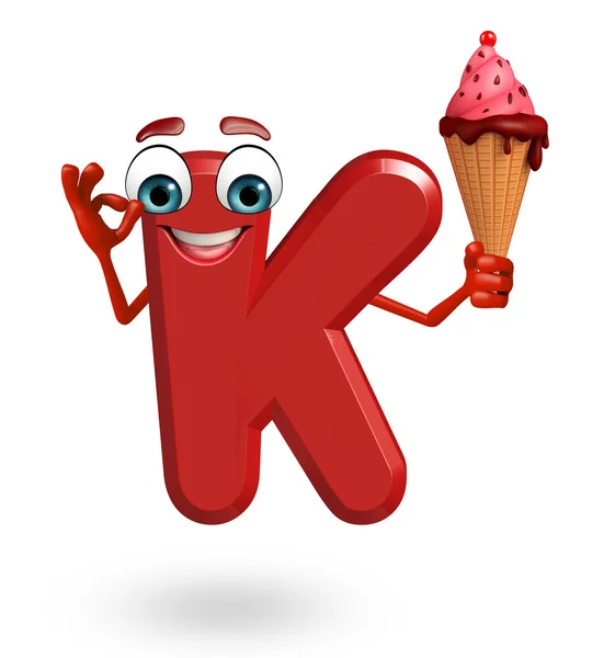 Cartoon Character of alphabet K with icecream — Stock Photo, Image