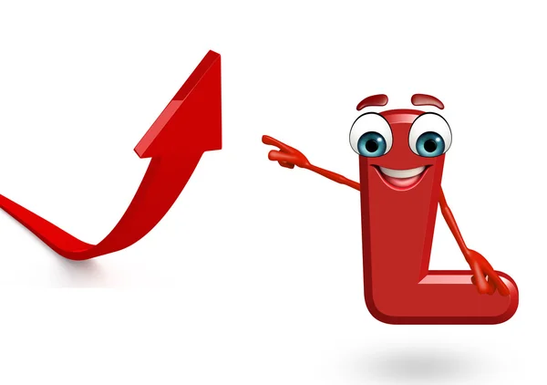 Stripfiguur van alfabet L met pijl — Stockfoto