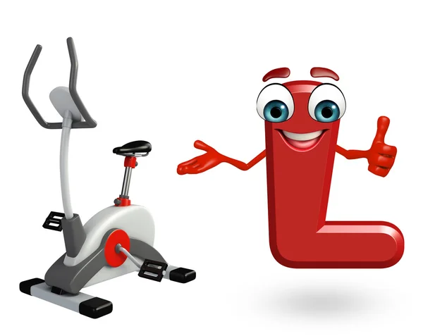 Carácter de dibujos animados del alfabeto L con máquina de ejercicios — Foto de Stock