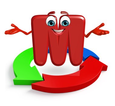 Çizgi film karakteri alfabenin M ok ile