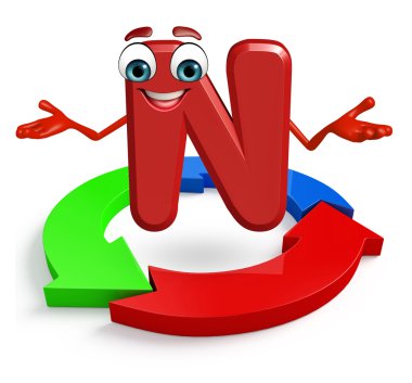 Çizgi film karakteri alfabenin N oklu