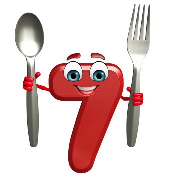 kaşık ile yedi basamaklı çizgi film karakteri