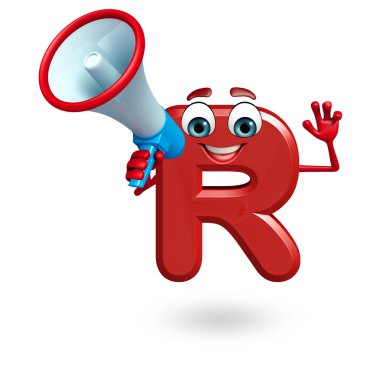 Çizgi film karakteri alfabenin R hoparlör ile