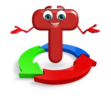 Çizgi film karakteri alfabenin T ok ile