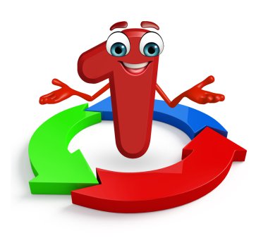 çizgi film karakteri bir rakam ok ile