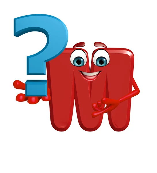 Cartoon Character of alphabet M with question mark — Stock Photo, Image