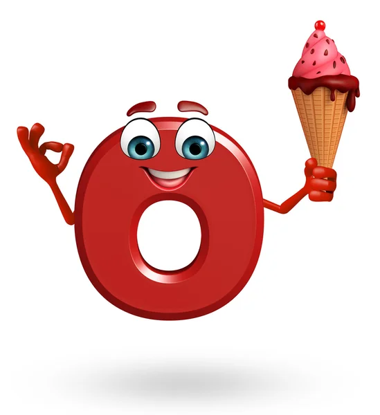 Мультфильм Характер алфавита O с мороженым — стоковое фото