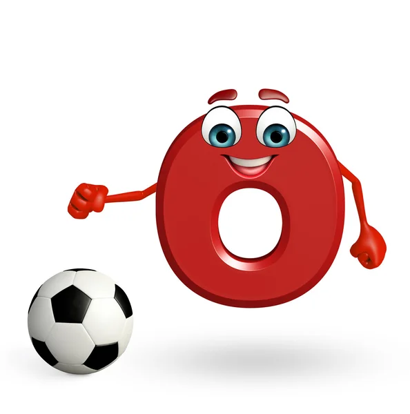 Caractère de dessin animé de l'alphabet O avec le football — Photo