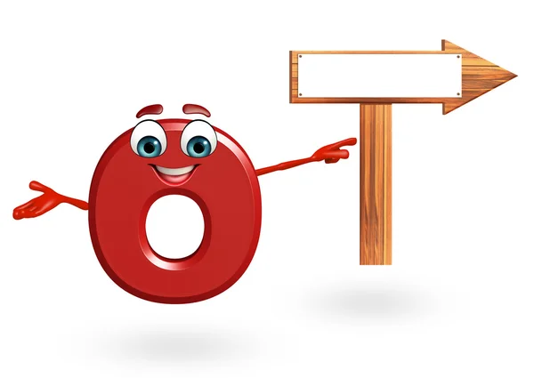 Cartoon Character of alphabet O with arrow — Stock Photo, Image