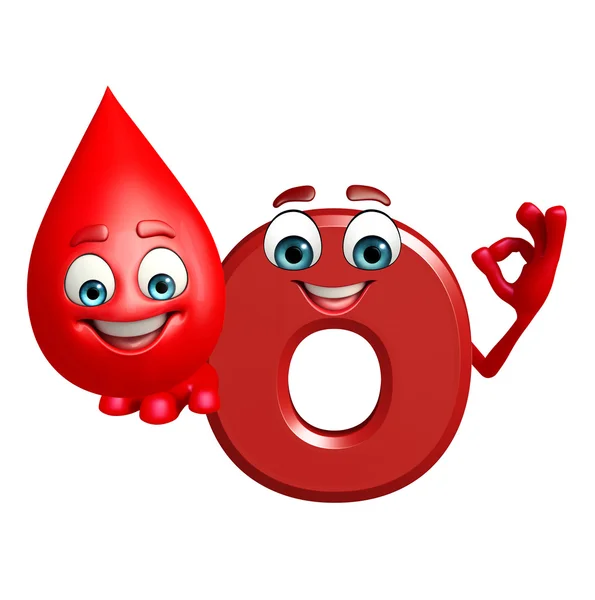 Tecknad figur i alfabetet O med blod droppa — Stockfoto