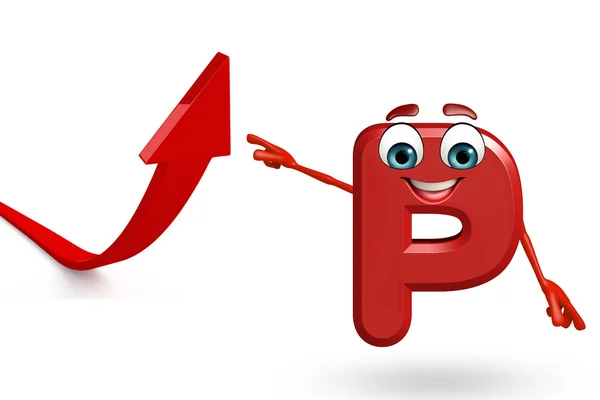 矢印の付いたアルファベット P の漫画のキャラクター — ストック写真