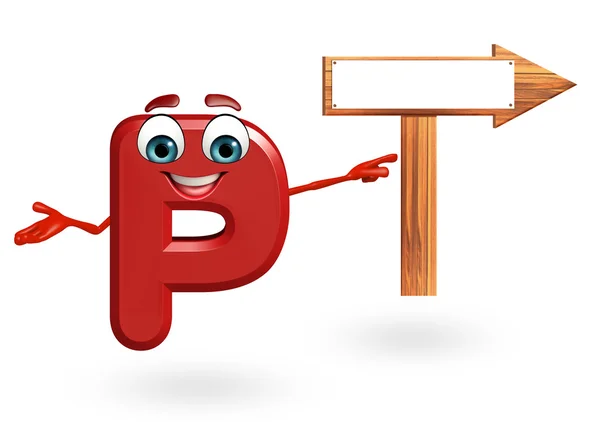 Caractère de dessin animé de l'alphabet P avec flèche — Photo