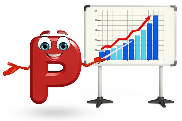 Cartoon character of M with business graph — Stock Photo, Image