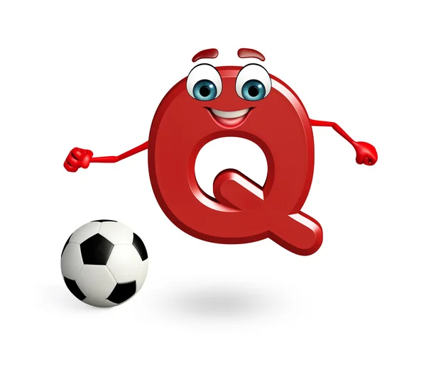 Carácter de dibujos animados del alfabeto Q con el fútbol — Foto de Stock