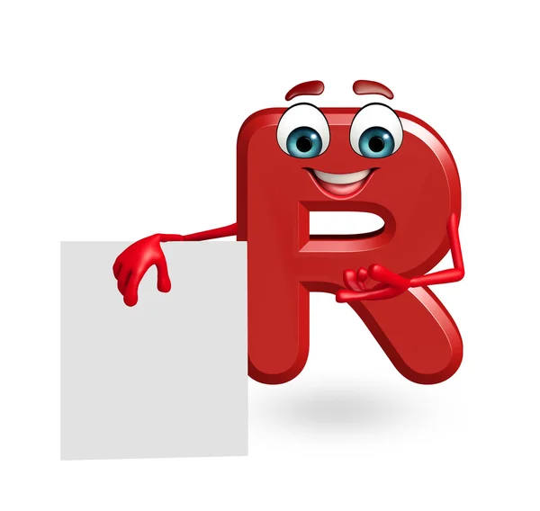 Cartoon Character of alphabet R with sign — Stock Photo, Image