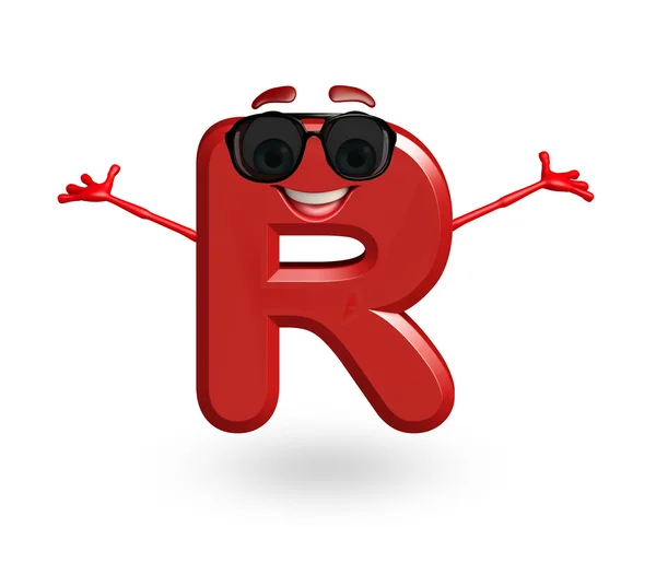 Cartoon Character of alphabet R with goggles — Stock Photo, Image