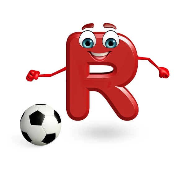 Caractère de dessin animé de l'alphabet R avec le football — Photo