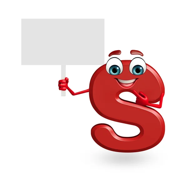Cartoon Character of alphabet S with sign — Stock Photo, Image