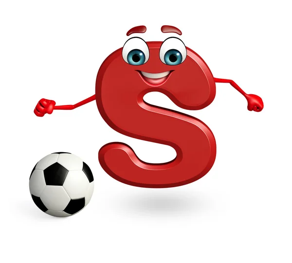 Cartoon Character of alphabet S with football — Stock Photo, Image