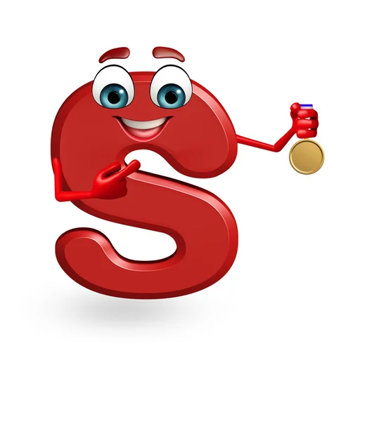 Desenhos animados Personagem do alfabeto S com medalha — Fotografia de Stock
