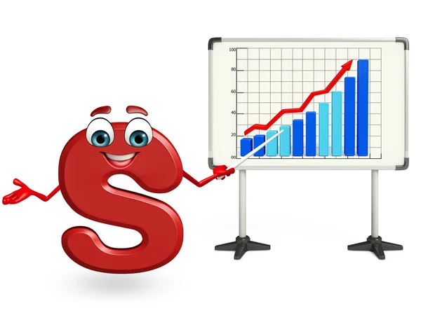 Мультяшный персонаж S с бизнес-графом — стоковое фото