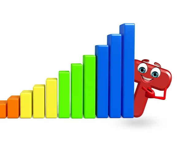 Zeichentrickfigur von t mit Geschäftsdiagramm — Stockfoto