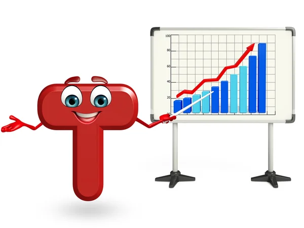 Cartoon character of T with business graph — Stock Photo, Image