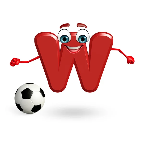 Χαρακτήρα κινουμένων σχεδίων του αλφαβήτου W με ποδοσφαίρου — Φωτογραφία Αρχείου