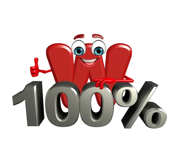 Cartoon Character of alphabet W with percentage sign — Stock Photo, Image