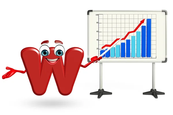 Cartoon karaktär av W med business graf — Stockfoto