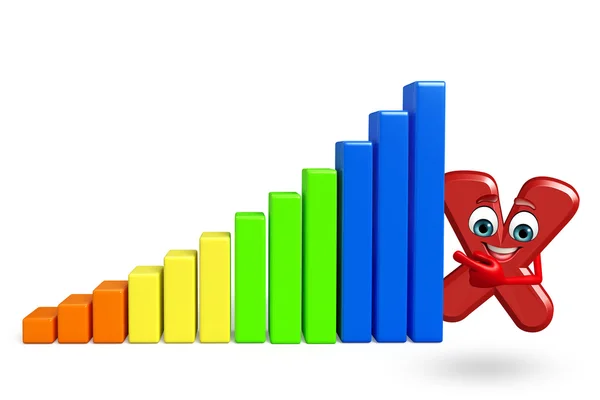 Zeichentrickfigur x mit Geschäftsdiagramm — Stockfoto