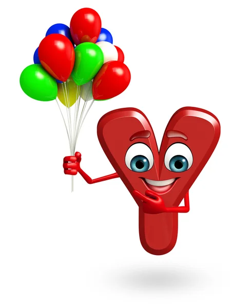 Desenhos animados Caráter do alfabeto Y com balões — Fotografia de Stock