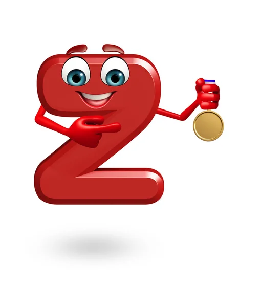 Desenhos animados Personagem do alfabeto Z com medalha — Fotografia de Stock