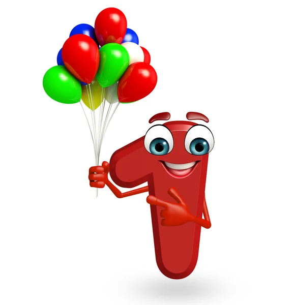 Personagem de desenho animado de um dígito com balões — Fotografia de Stock