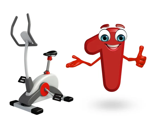 Personaje de dibujos animados de un dígito con máquina de ejercicio — Foto de Stock