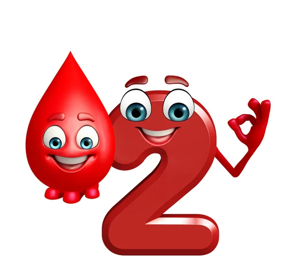 Cartoon character of two digit with blood drop — Stock Photo, Image