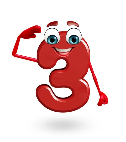 Cartoon character of three digit — Stock Photo, Image