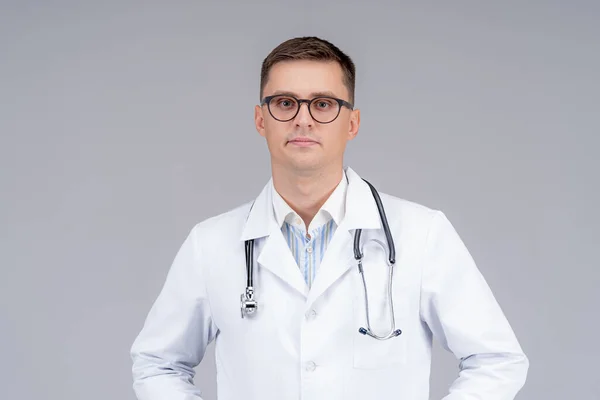 Portrait Doctor Medical Specialist Horizontal Half Length Portrait Man Scrubs — Stock Photo, Image