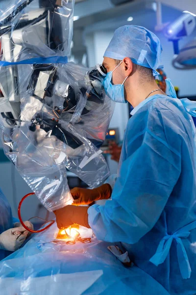 Neurochirurgia Ospedale Specialista Fornisce Funzionamento Con Moderne Attrezzature Tecnologiche Ospedale — Foto Stock
