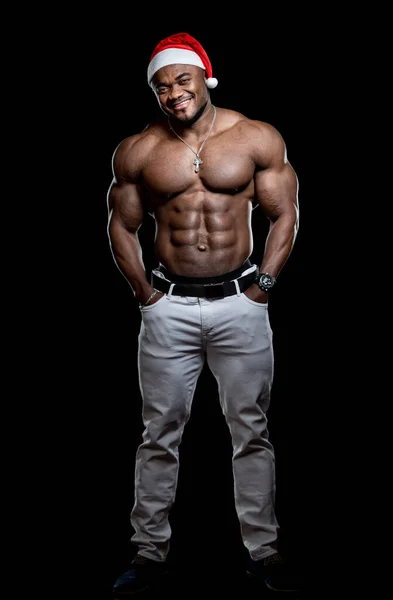 Vollständiges Porträt Eines Gutaussehenden Afroamerikanischen Mannes Mit Nacktem Oberkörper Studiofoto — Stockfoto