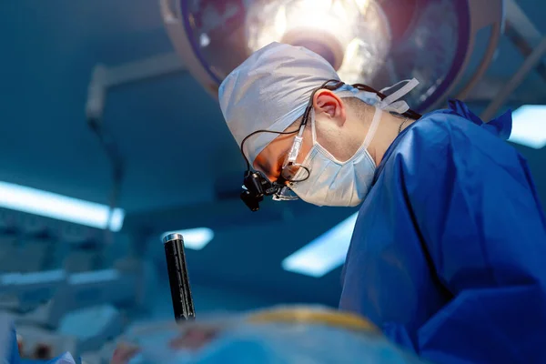 Handsome Man Medical Uniform Working Operating Room Confident Surgeon Operating — Photo