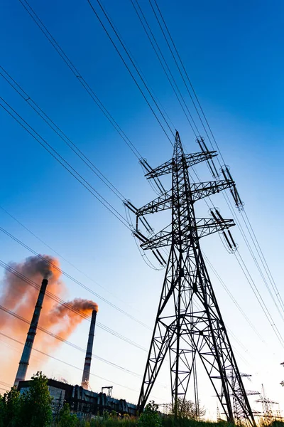Distribución Torre Eléctrica Silueta Consctrucciones Electricidad — Foto de Stock