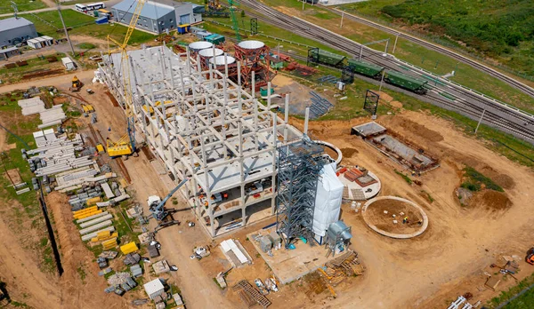 Enorme Sitio Construcción Estructuras Construcción Fábrica Fábrica Moderna Campo Enorme — Foto de Stock