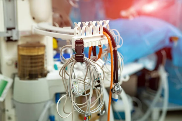Oxigén Belélegző Berendezés Kórházi Szobában Oxigénmérő Egészségügyi Életmentő Koncepció Modern — Stock Fotó