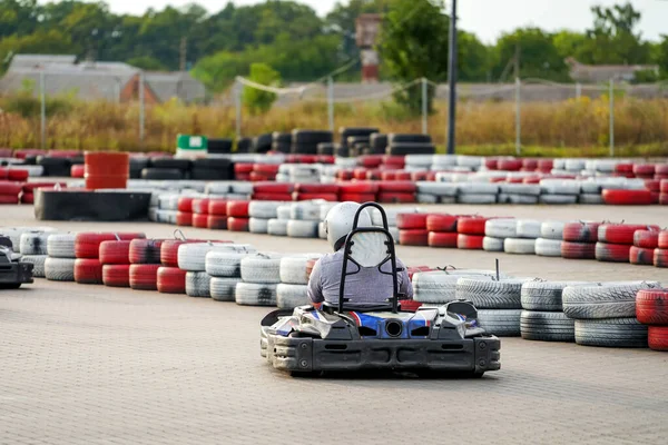 Máquina Kart Rápido Piloto Extremo Campeonato Pista Velocidade — Fotografia de Stock