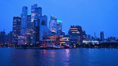 New York, USA, 8 August 2025: Cinematic view of gorgeous New York at dusk time. River tour by the East River at night.