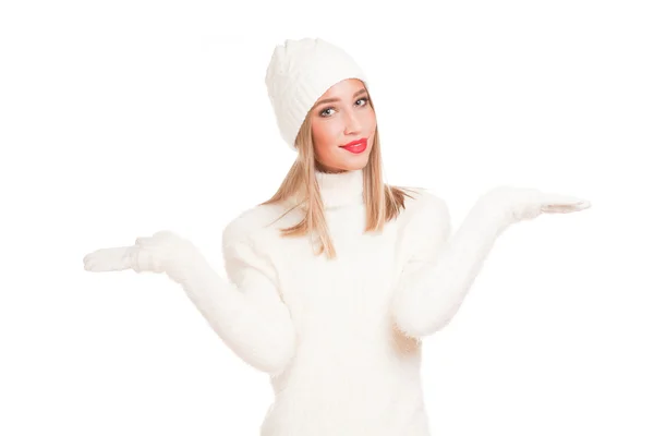 White fashion winter beauty. — Stock Photo, Image